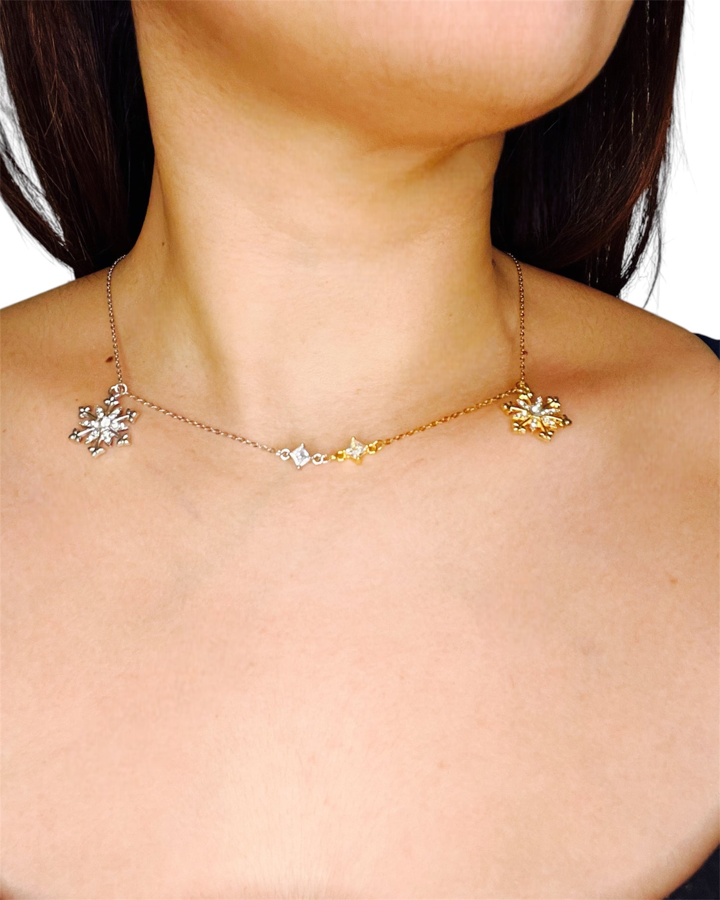 Collier bi-nuancé Flocon Cristallin