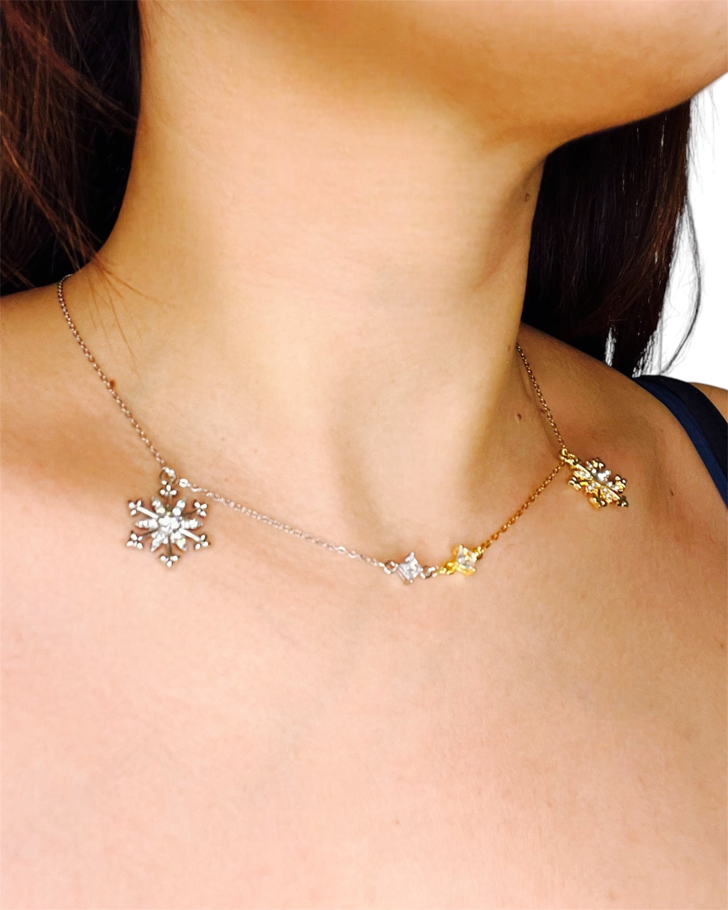 Collier bi-nuancé Flocon Cristallin